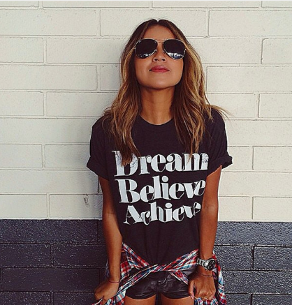 Women's T-Shirt with Letter Print - Summer Top