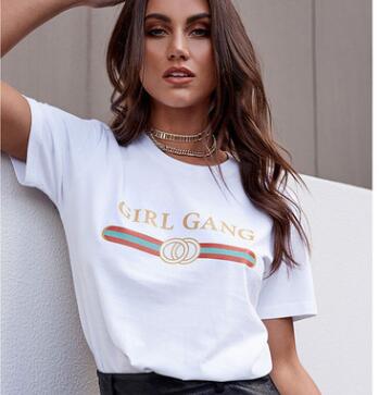 Women's T-Shirt with Letter Print, Short Sleeve Top