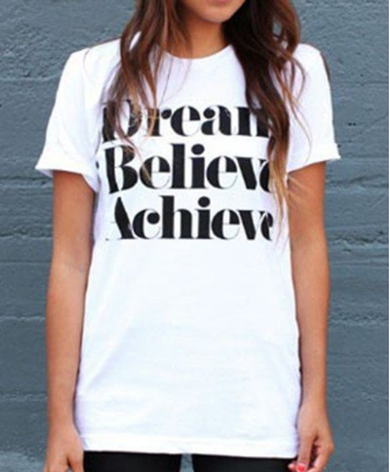 Women's T-Shirt with Letter Print - Summer Top