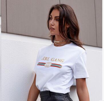 Women's T-Shirt with Letter Print, Short Sleeve Top
